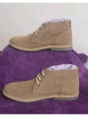 Franco Fortini Men's Hudson Lace Up Chukka Boot Shoes, Taupe Size 7.5